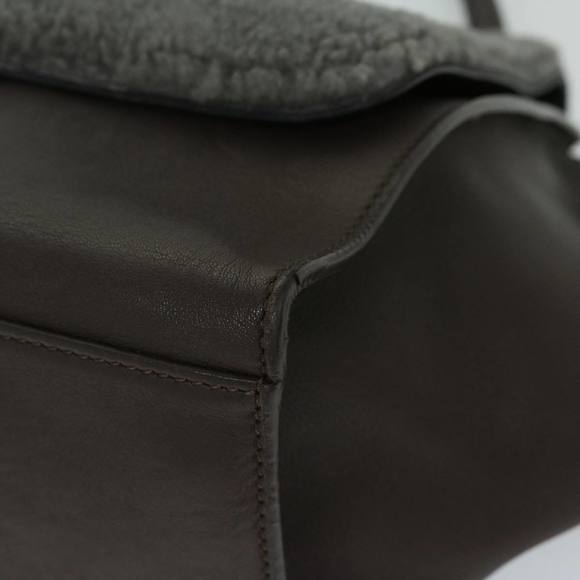 CELINE Trapeze Hand Bag Leather 2way Brown Auth hk1137 - Picture 8 of 16